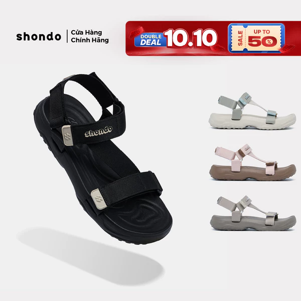 Giày Sandal Nam Nữ Shondo F11 Học Sinh Quai Luồn Không Dán Keo Đế Cao 4cm Nhiều Màu