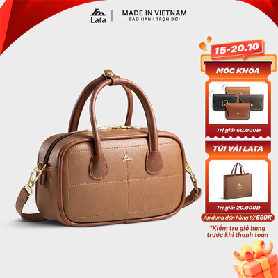 Túi Lata (Thời trang nữ form hộp phối viền chỉ size 23 - Túi đeo chéo da HN140)