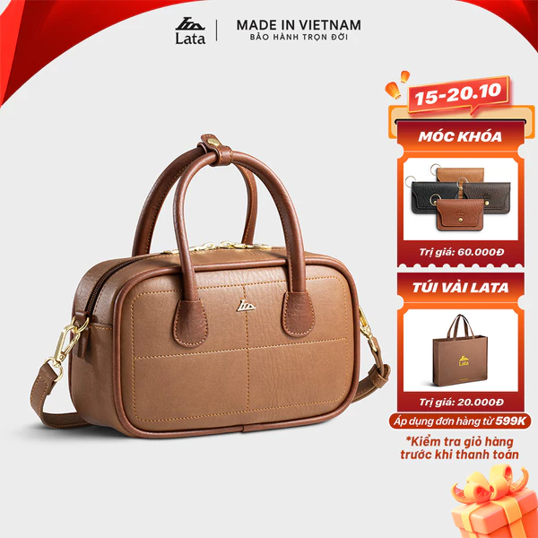 Túi Lata (Thời trang nữ form hộp phối viền chỉ size 23 - Túi đeo chéo da HN140)