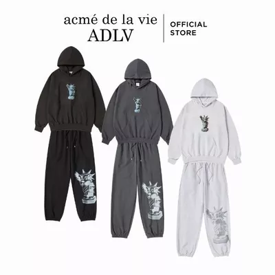 Set áo Hoodie và Quần ADLV AC Bear Statue Of Liberty màu Đen/Than chì/Muối tiêu - Hàng chính hãng