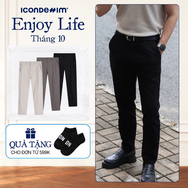 Quần Kaki Nam ICONDENIM Ống Ôm Fundamental Form Slim QKID0032