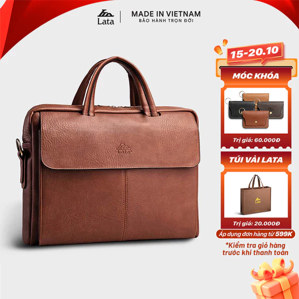 Cặp Công Sở Lata (Thời trang nam basic đựng laptop 13.3 inch - Cặp da CA21)