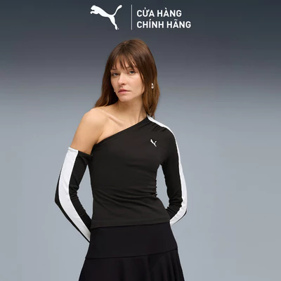 Áo Thun Thời Trang PUMA Nữ T7 Asymmetric Longsleeve Black Màu Đen
