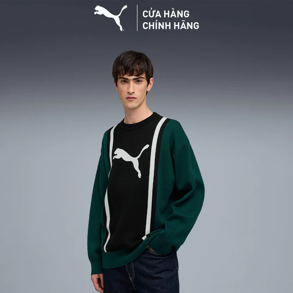 Áo Thun Thời Trang PUMA Unisex FUTURE ARCHIVE Sweater Green Terrain-Black Màu Xanh Lá