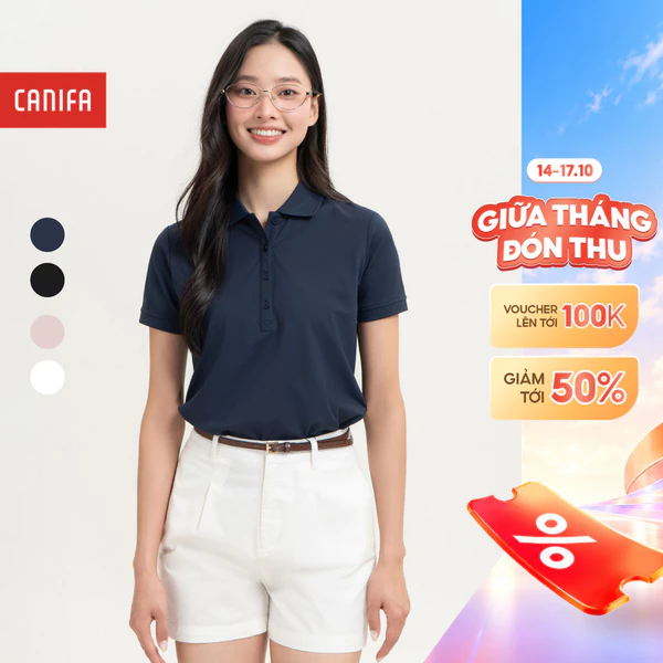 Áo polo nữ đơn giản thanh lịch hiện đại cổ bẻ trơn dáng basic cộc tay CANIFA 6TP26S001