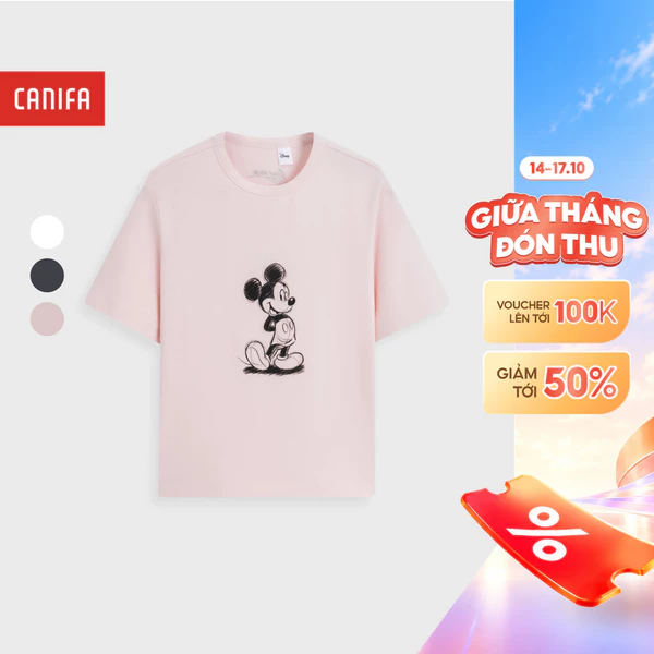 Áo phông nữ CANIFA áo thun cộc tay chất cotton pha mềm mịn co giãn 6TS26S003