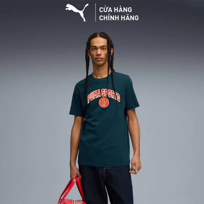Áo Thun Tay Ngắn Thời Trang PUMA Nam WARDROBE ESS Graphic Tee Green Terrain Màu Xanh Lá