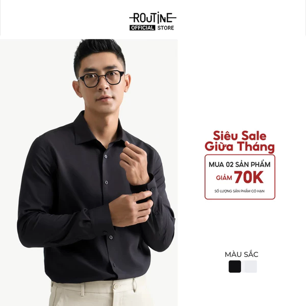 Áo Sơ Mi Nam Dài Tay Vải Nano Non Iron Form Fitted - Routine 10S25SHL015