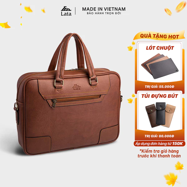 Cặp Công Sở Lata (Thời trang nam basic đựng laptop 14 inch - Cặp da CA30)