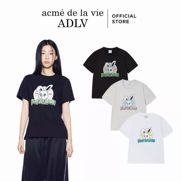 Áo Thun ADLV Nineties Retro Bunny Woman dáng Standard màu đen/trắng/xám nhạt - Hàng chính hãng
