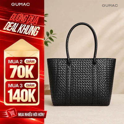 Túi xách nữ dáng ngang GUMAC form đứng chất liệu da giả mịn lì quai mềm thoải mái TXG05033