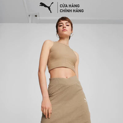 Áo Thun Thời Trang PUMA Nữ CLASSICS Ribbed Crop Top Oak Branch Màu Be