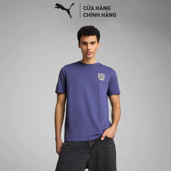 Áo Thun Thời Trang PUMA Nam Wardrobe ESS Graphic Blue Crystal Màu Xanh