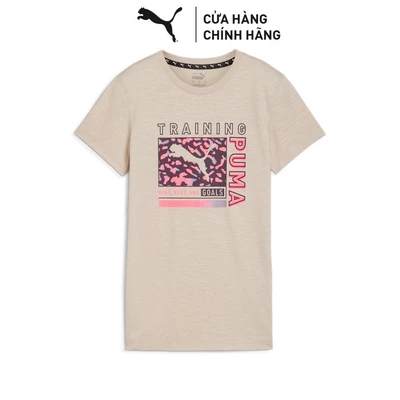 Áo Thun Tập Luyện PUMA Nữ Women Train Fav AOP Tee Desert Dust Màu Be