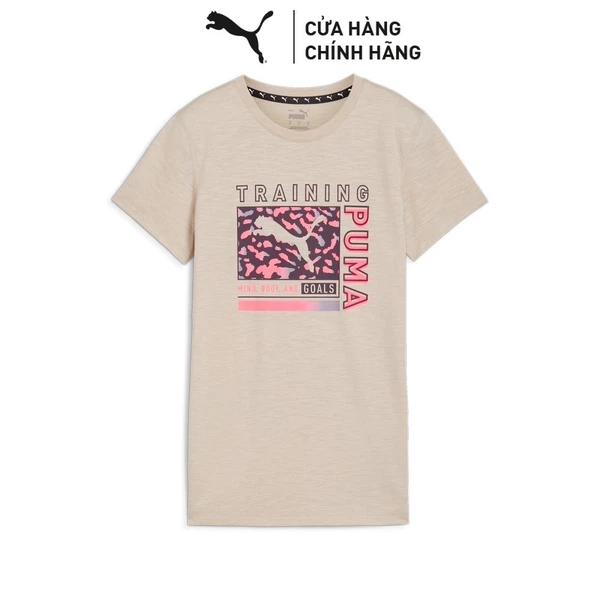 Áo Thun Tập Luyện PUMA Nữ Women Train Fav AOP Tee Desert Dust Màu Be