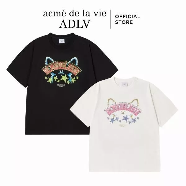 Áo Thun ADLV Star Rabbit dáng oversized màu đen/kem - Hàng chính hãng