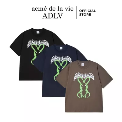 Áo Thun ADLV Neon Alien Rabbit dáng oversized màu đen/xanh navy/ca cao - Hàng chính hãng
