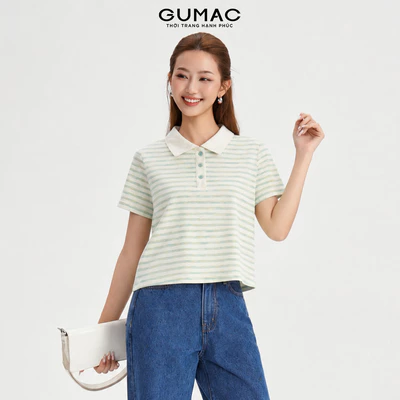 Áo Polo Nữ Gmorning - GUMAC Form Ôm Cổ Bẻ Tay Ngắn Nút Đồng Màu Tinh Tế Thanh Lịch YAPG07024