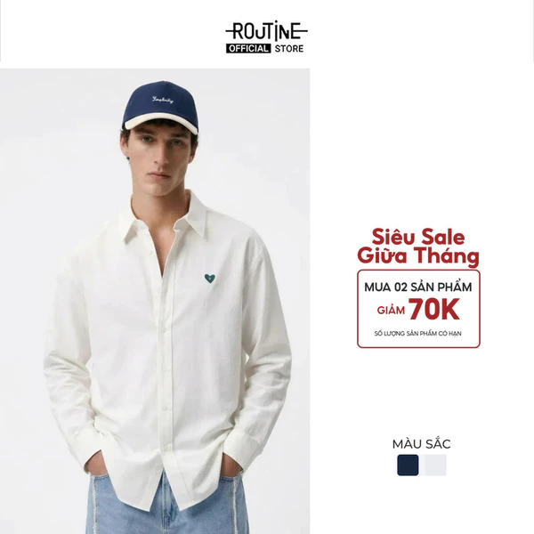 Áo Sơ Mi Nam Tay Dài Oxford Thêu Form Loose - Routine 10F24SHL015R2