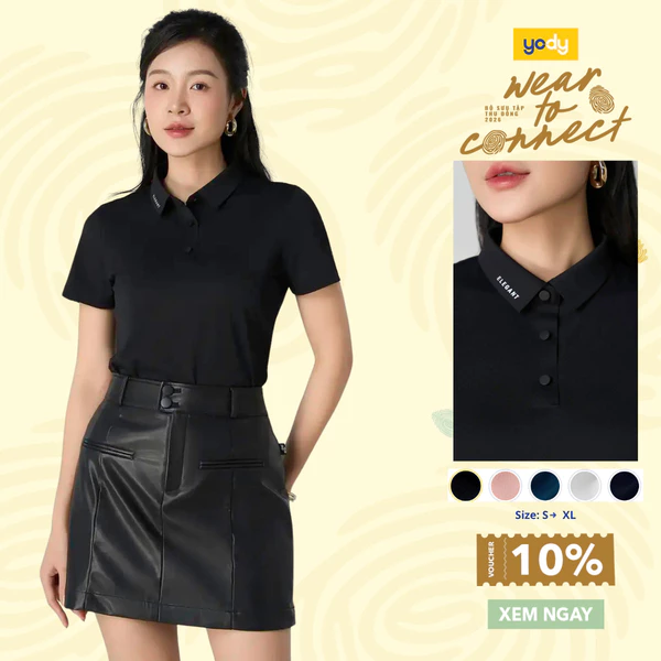 Áo Polo Yody Nữ cổ không đường may co giãn kiểm soát mùi cơ thể thoải mái trong hoạt động WAPO25S032