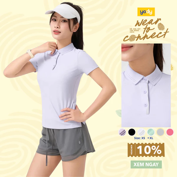 Áo polo nữ Yody Airy Cool BST 2025 co giãn thiết kế thể thao cao cấp thoải mái khi vận động WAPO25S027