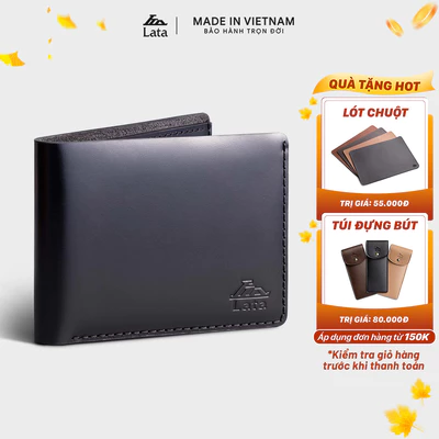 Ví nam da bò Lata (Thời trang nam dáng ngang - Ví da thật LVN108)