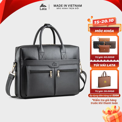 Cặp công sở Lata (Thời trang nam cổ điển đựng vừa laptop 14 inch - Cặp da CA56)