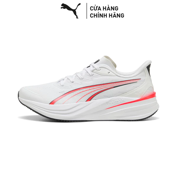 Giày Chạy Bộ PUMA Unisex Darter Pro 2 White-Ultra Red-Silver Mist-Flat Dark Gray Màu Trắng