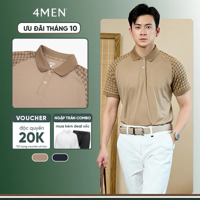 Áo Polo Rayon Nanh Sói Form Slimfit 4MEN PO162 ôm tôn dáng, vải mềm thấm hút mồ hôi, thoáng mát