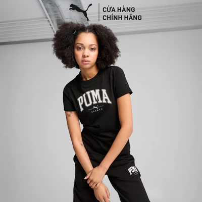 Áo Thun Thời Trang PUMA Nữ SQUAD Graphic Tee Black Màu Đen