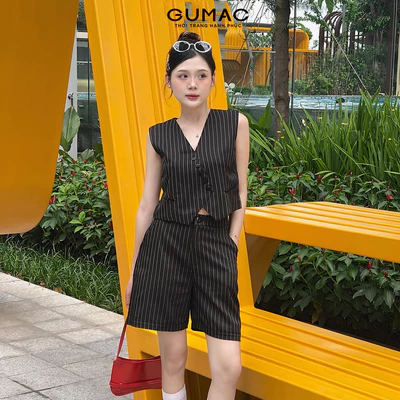 Set lẻ Áo gile croptop sọc YAE04003 - Quần short nữ Gmorning - GUMAC sọc YSHE04004