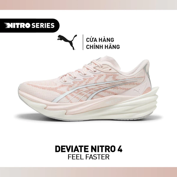 Giày Chạy Bộ PUMA Nữ Deviate NITRO 4 Wns Jasmine Flower-White Màu Hồng