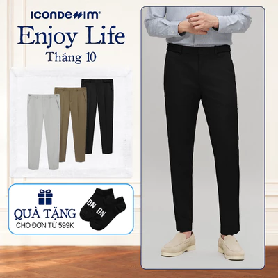 Quần Tây Nam ICONDENIM Ống Ôm Button Sidetab Form Slim QTID0068