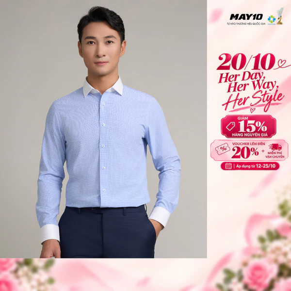 Áo Sơ mi nam dài tay May 10 form SlimFit mã 010124257TTCV5 AK440