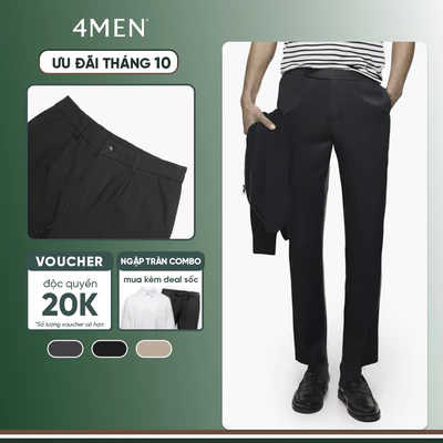 Quần Tây Nam Sidetab 2 Bên Trơn Form Slimfit 4MEN QT069 vải mềm mịn đai quần nhọn lệch bên tôn dáng, công sở trẻ trung