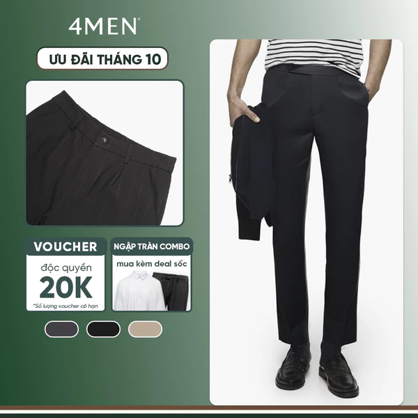 Quần Tây Nam Sidetab 2 Bên Trơn Form Slimfit 4MEN QT069 vải mềm mịn đai quần nhọn lệch bên tôn dáng, công sở trẻ trung