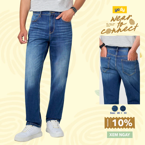 Quần jeans nam Yody dáng Regular Fit thiết kế hiện đại TRA MCJE26A009