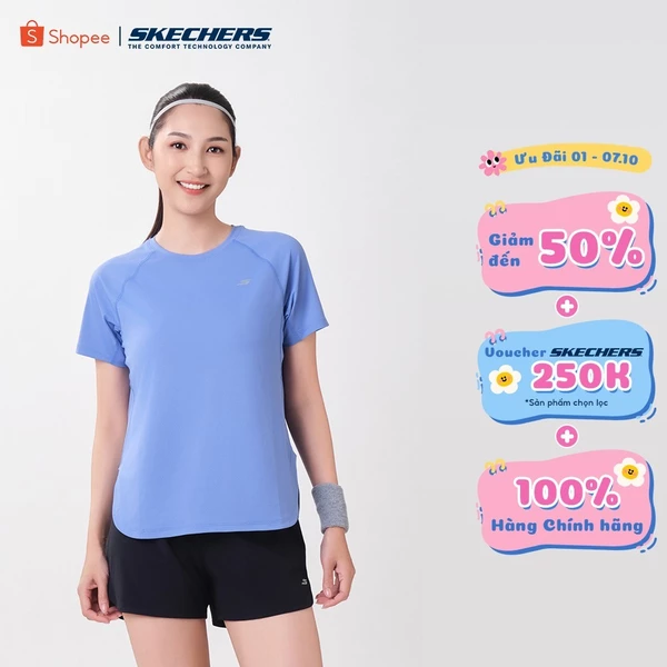 Áo Thun Tay Ngắn Nữ Skechers Running Performance Short Sleeve Tee - SP326W335-01ET