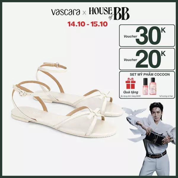 Vascara Giày Sandals Phối Lưới Và Nơ Trang Trí - SDK 0359