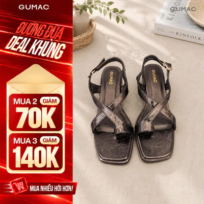Giày Sandal Nữ GUMAC Mũi Vuông Xỏ Ngón Quai Chéo Mảnh Ôm Chân Tinh Tế GG06038