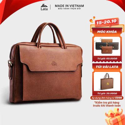 Cặp Công Sở Lata (Thời trang nam basic đựng laptop 14 inch - Cặp da CA27)