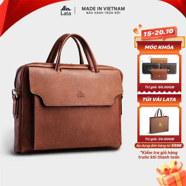 Cặp Công Sở Lata (Thời trang nam basic đựng laptop 14 inch - Cặp da CA27)