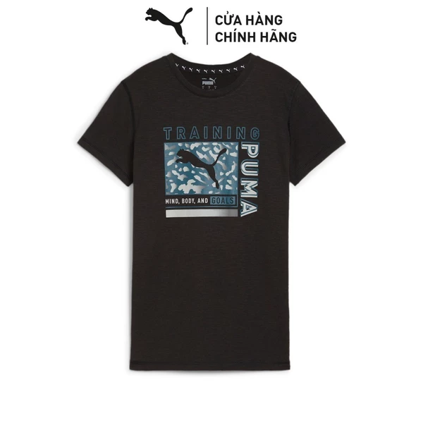 Áo Thun Tập Luyện PUMA Nữ Women Train Fav AOP Tee Black Màu Đen