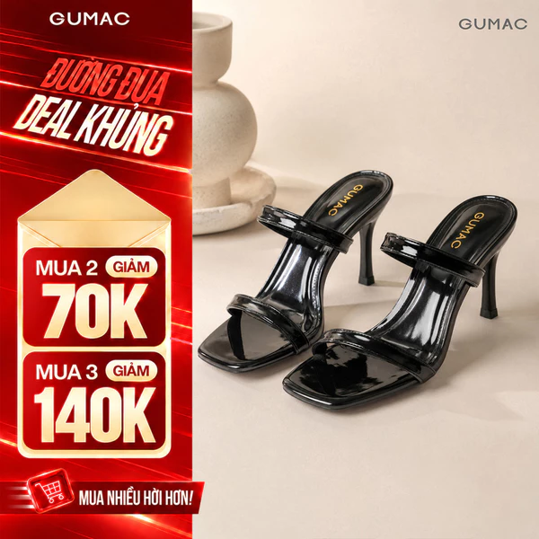 Giày Cao Gót Nữ GUMAC 7cm Gót Nhọn Da PU Bóng Ánh Bạc Thiết Kế Tinh Tế Cao Cấp GG06025