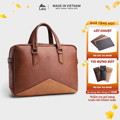 Cặp Công Sở Lata (Thời trang nam basic đựng laptop 13.3 inch - Cặp da CA16)