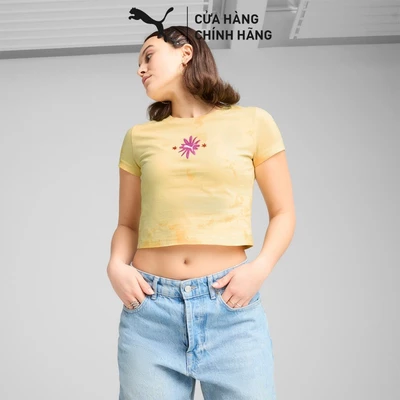 Áo Thun Thời Trang Tay Ngắn PUMA Nữ WARDROBE ESS Baby Tee Sunny Yellow Màu Vàng