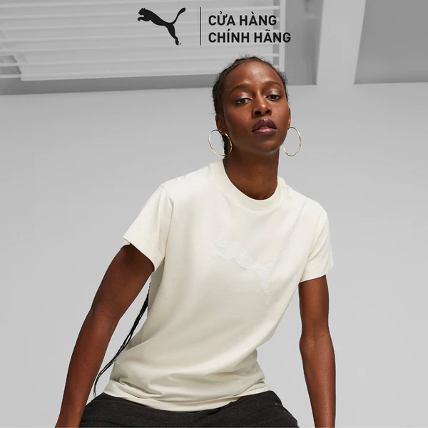 Áo Thun Tay Ngắn Thời Trang PUMA Nữ Sportstyle Core HER Tee Alpine Snow Màu Trắng