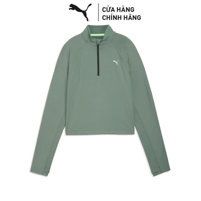 Áo Thun Chạy Bộ PUMA Nữ RUN CLOUDSPUN 1/4 ZIP W Eucalyptus Màu Xanh Lá