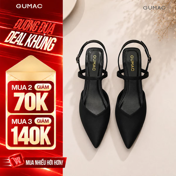 Giày Nữ GUMAC Bít Mũi Gót 3cm Quai Hậu Khóa Kim Loại Hiện Đại Êm Chân Phù Hợp Đi Làm Hằng Ngày GG06030