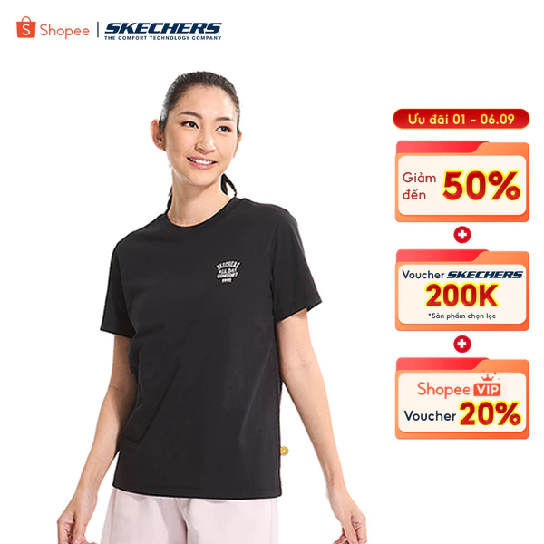 Áo Thun Tay Ngắn Nữ Skechers Lifestyle PhysicalAcademiaCollectionLounge ShortSleeve Tee-L125W047-0018 Online Sale